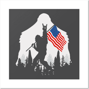 Bigfoot with the USFlag Posters and Art